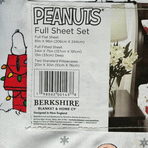 NEW Peanuts Snoopy CHRISTMAS TREE SLEIGH SNOWFLAKE Sheet Set | 4-pc FULL SIZE - Picture 3 of 3